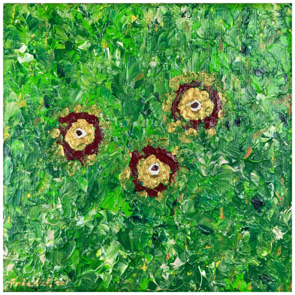 Roter Spinell und Acryl auf Leinwand