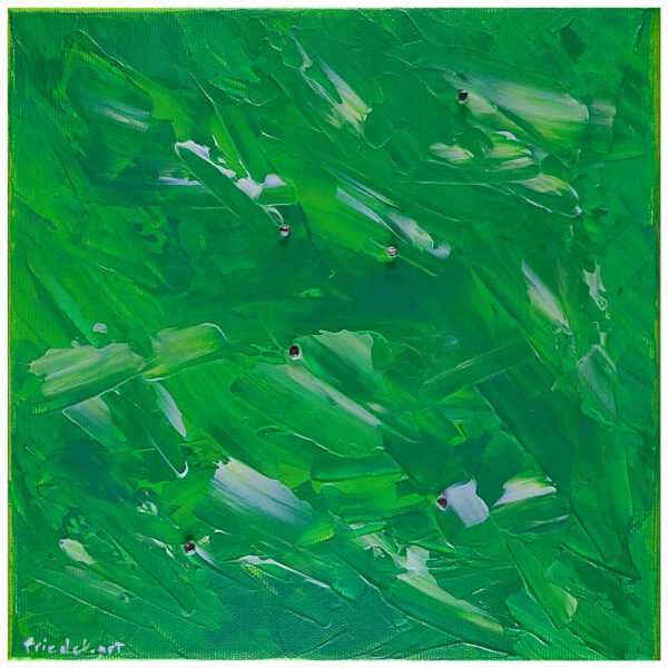 Roter Spinell und Acryl auf Leinwand