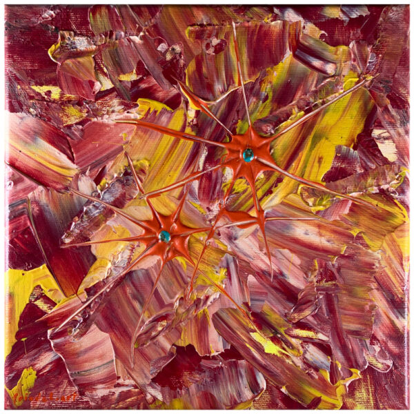 Modernes Gemälde mit Türkis und Acryl