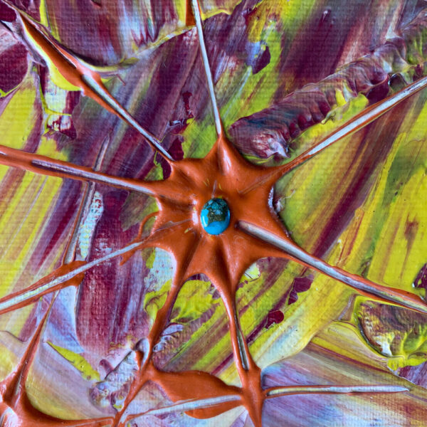 Modernes Gemälde mit Türkis und Acryl – Bild 3
